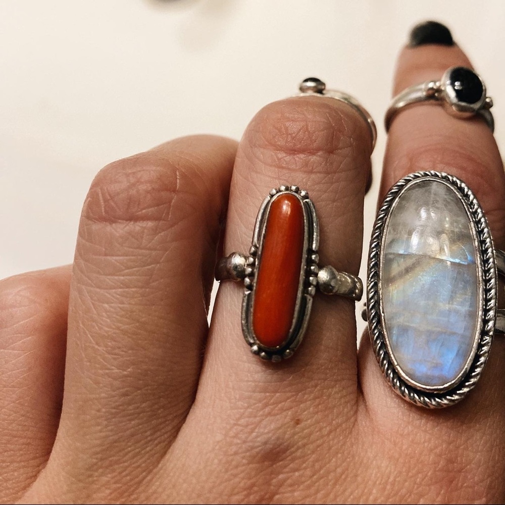 sterling silver & coral ring